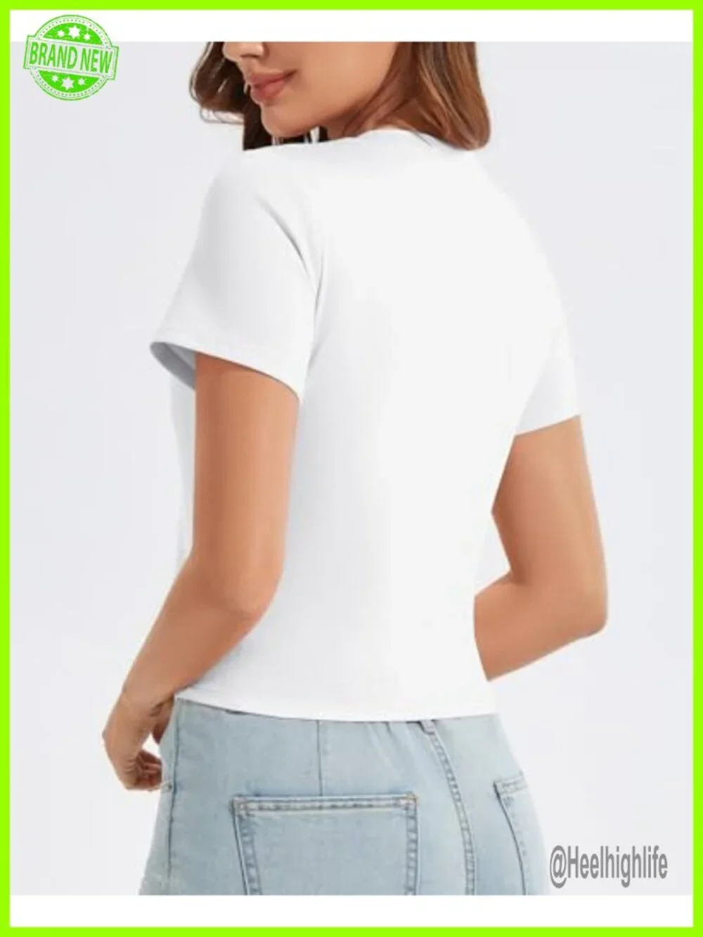 Women's Baby Tee Crewneck Slim Fit Cropped Short Sleeve Top